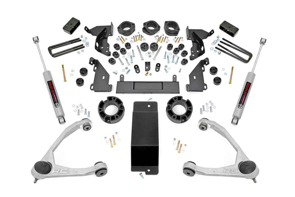 Chevrolet Silverado 1500 Suspension Lift Kit - Rough Country - Combo | Cast Steel | N3 Shocks | 1.25-inch Body Lift | 3.5-inch Suspension Lift | MOOG Ball Joints - '14-'15